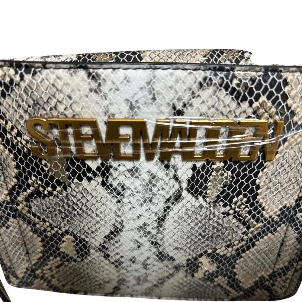 Steve Madden Snakeskin Crossbody Bag with Coin Purse Gray Black Gold Hardware